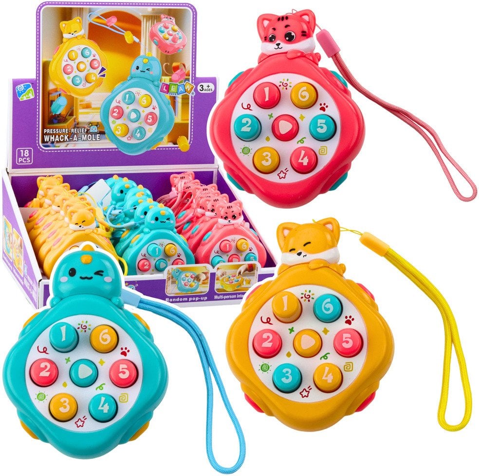 Mini Whack-A-Mole Gra Zręcznościowa Zwierzęta Liczby Kolorowe Mix
