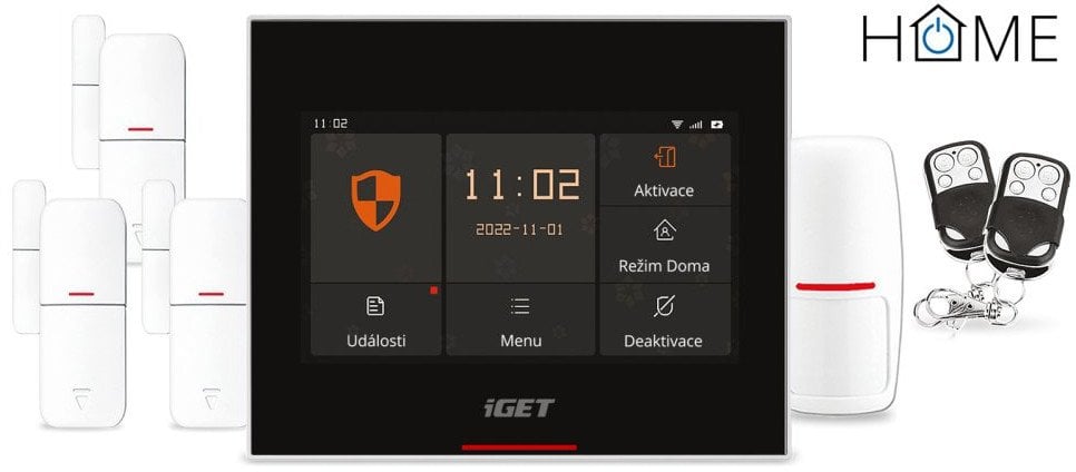 iGET HOME X5 Advanced - Domovní Wi-Fi smart alarm s LCD, kompletní set, podpora Tuya