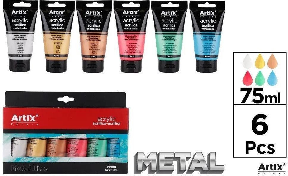 Farba akrylowa metal 75ml 6 kolorów
