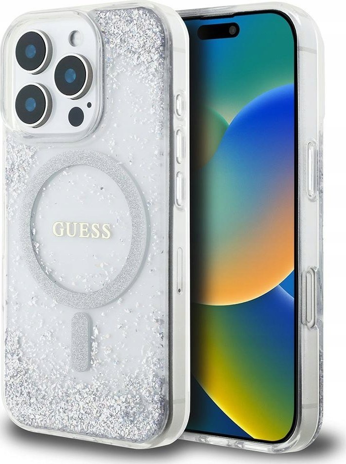Guess GUHMP16XRGRGES iPhone 16 Pro Max 6.9" srebrny/silver hardcase Resin Gradient Glitter MagSafe