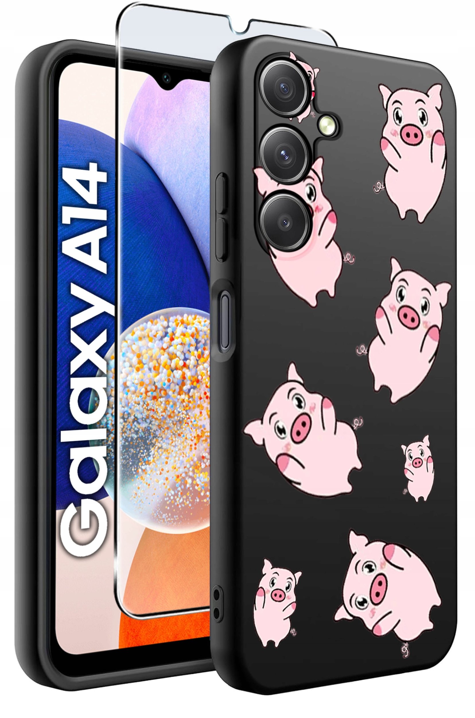 ETUI do Samsung A14 5G WZORY | SILIKONOWE MATT CASE + SZKŁO HARTOWANE 9H