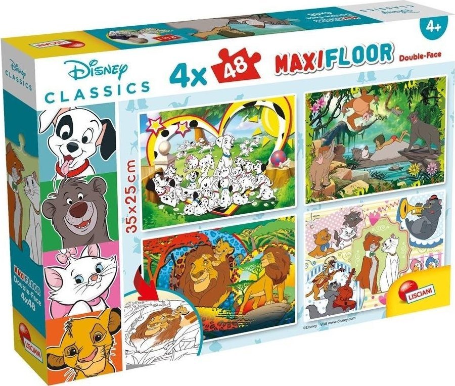 Lisciani LISCIANI DISNEY DWUSTRONNE PUZZLE MAXI PODŁGOWE 4X48 EL.