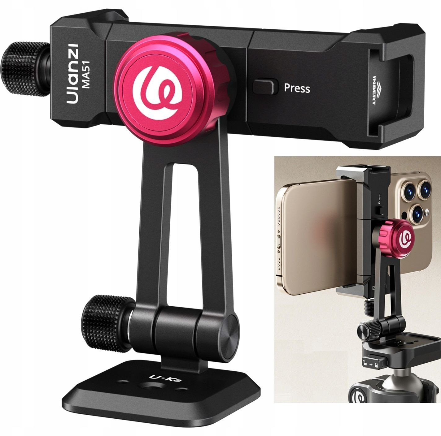 Uchwyt Na Statyw Uka F38 + Iso Do Telefonu Smartfona / Metal / Ulanzi Ma51