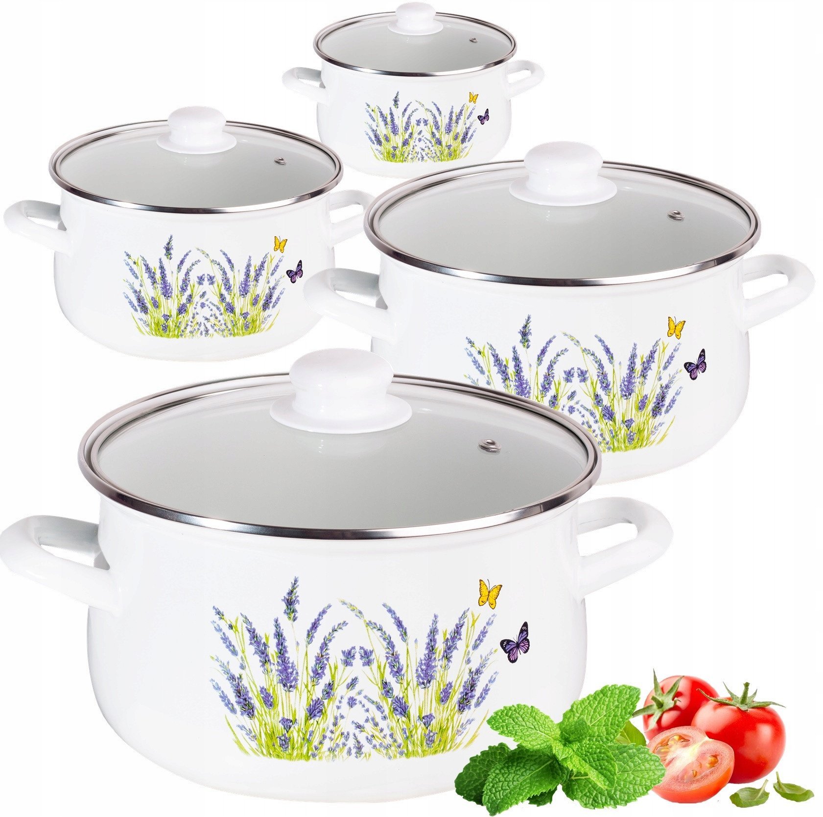 ZESTAW KOMPLET GARNKÓW EMALIOWANYCH 8CZ KO-5005 18CM, 20CM, 22CM, 24CM