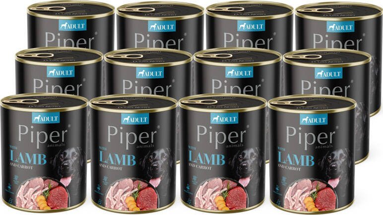 Mokra Karma dla psa Piper Animals z jagnięciną i marchewką zestaw 12 x 800 g