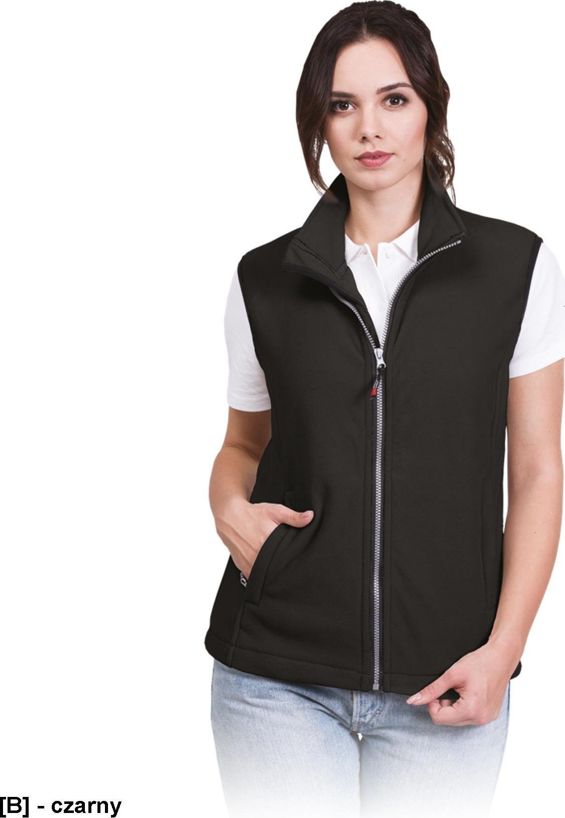 R.E.I.S. VHONEY-L - bezrękawnik damski z polaru, kołnierz ze stójką - czarny 3XL