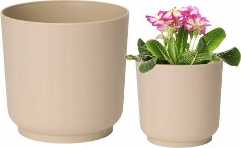 Form-Plastic Osłonka matowa na kwiaty beżowa plastikowa ECO RECYCLED Satina 15x14,9 cm