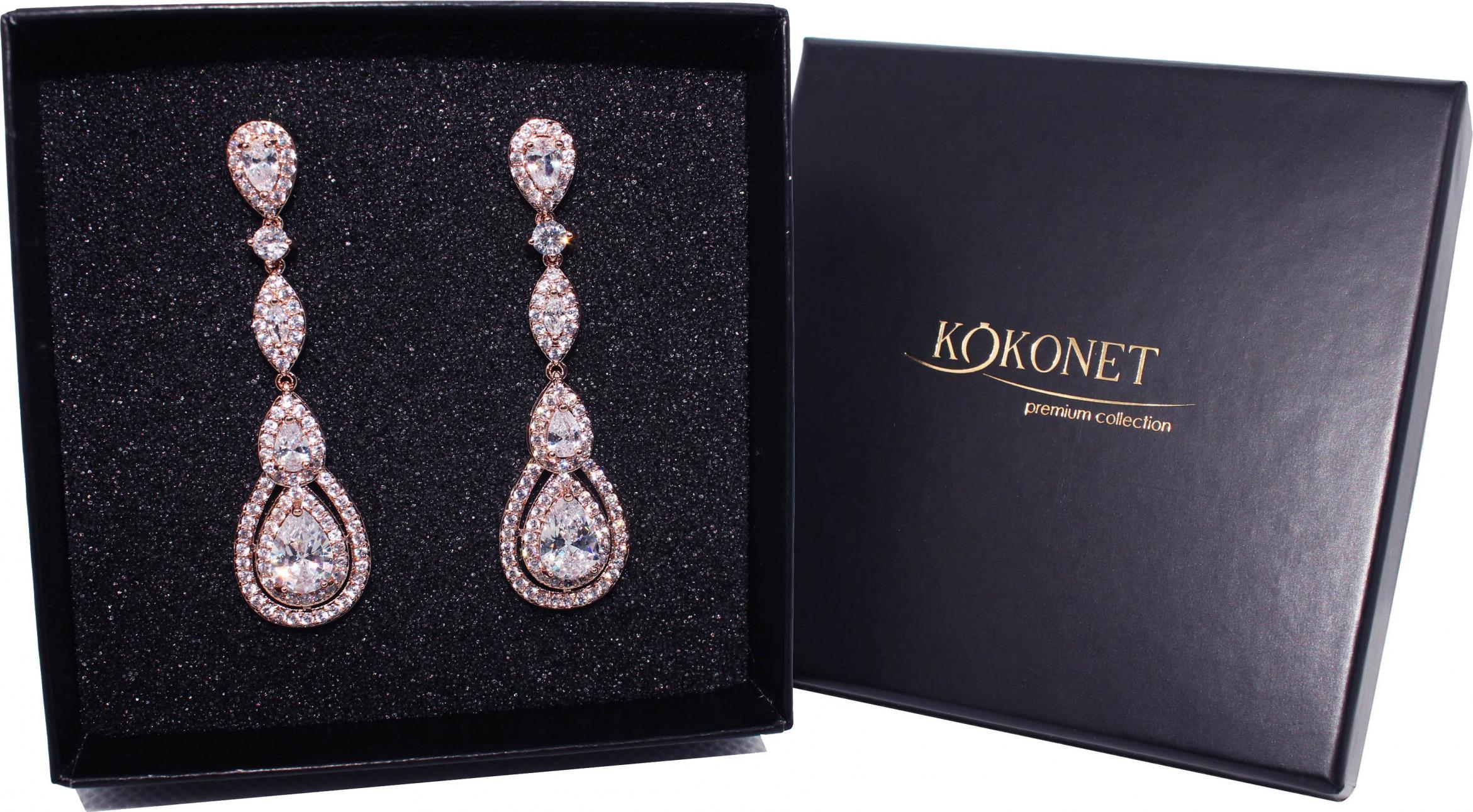 KOKONET KOLCZYKI ŚLUBNE glam rose gold ZŁOTO migdał łezka