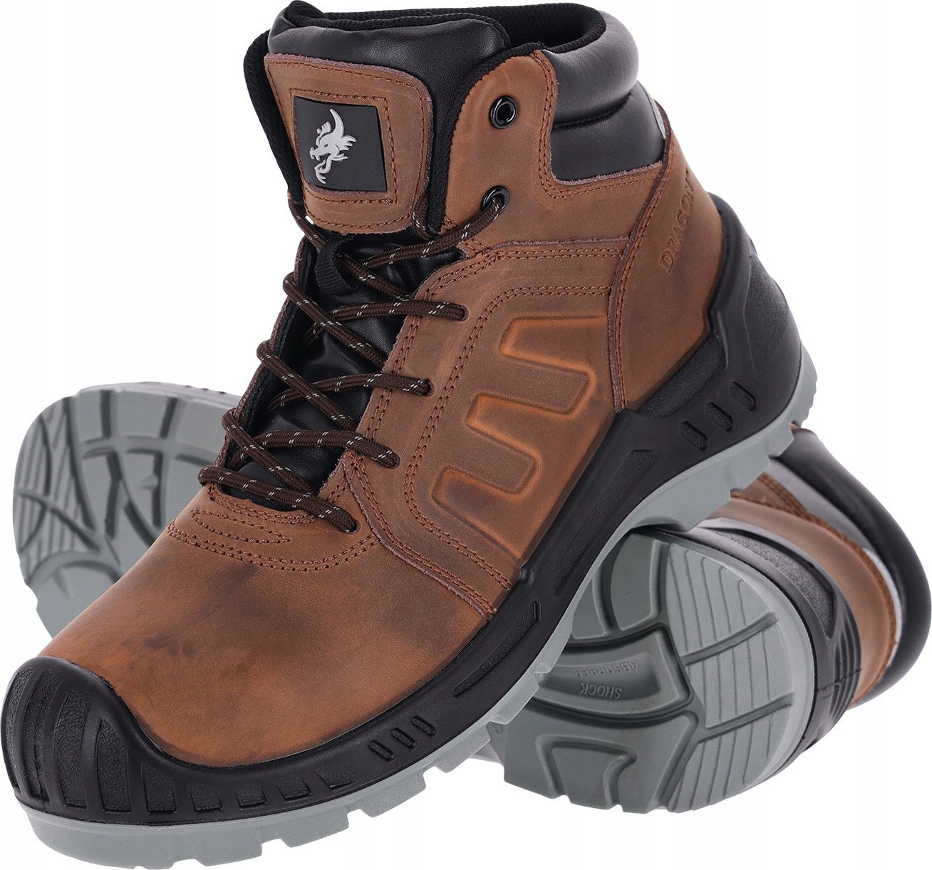 Trzewiki bezpieczny but męski skóra bydlęca elementy odblaskowe odeszwa antypoślizgowa olejoodporna antyelektrostatyczna poliuretan podwójna gęstoś BC