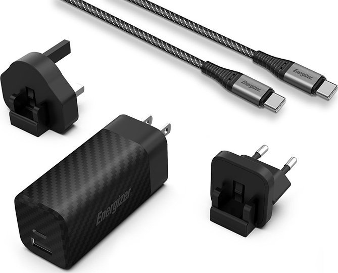 Ładowarka Energizer Energizer Ultimate - Ładowarka sieciowa Multiplug EU / UK / US GaN USB-C & USB-A 90W PD + Kabel USB-C (Czarny)