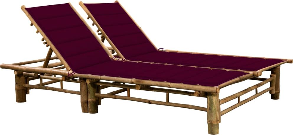vidaXL 2-osobowy leżak z poduszkami, bambusowy