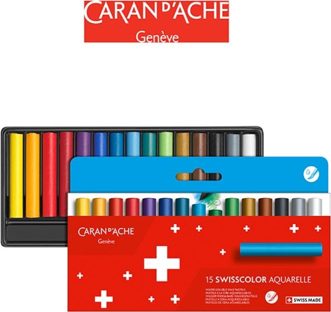 Caran d`Arche Kredki akwarelowe woskowe CARAN D'ACHE Swisscolor, kartonowe pudełko, 15 szt.