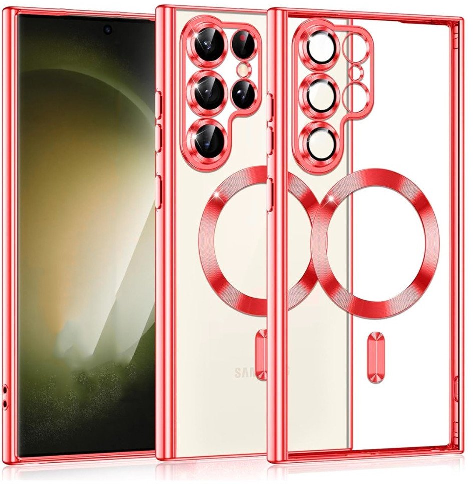 Etui Supero magnetyczne tpuplating do Galaxy S22 Ultra, przezroczysto-różowe