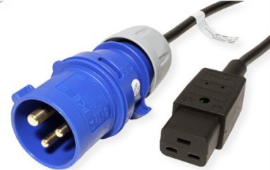 Kabel zasilający Bachmann Kabel BACHMANN męski IEC60309 niebieski - żeński C19, 3m 16A, czarny, 3 m