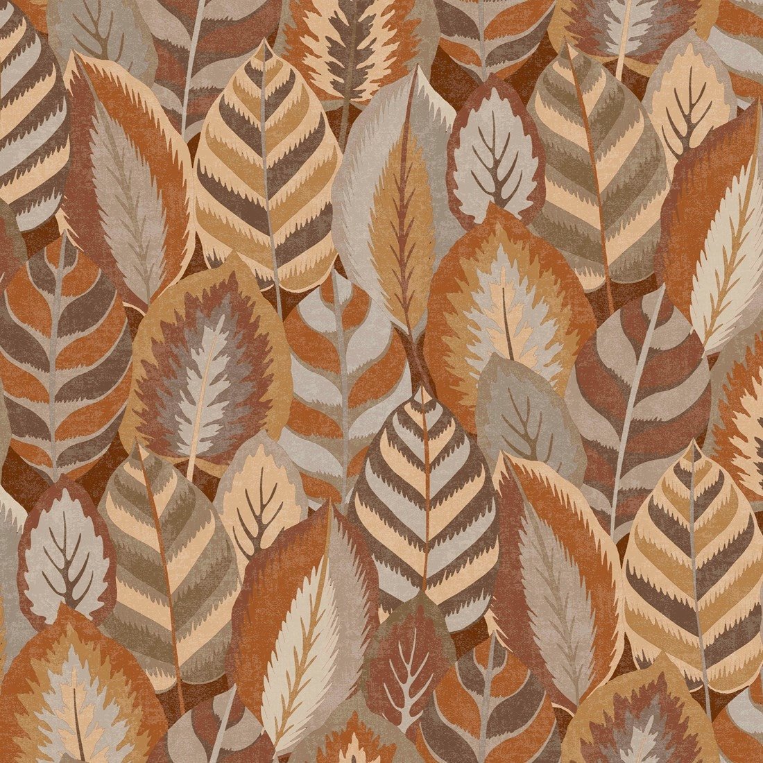 WALLPAPER 121127 ARTY LEAVES BROWN