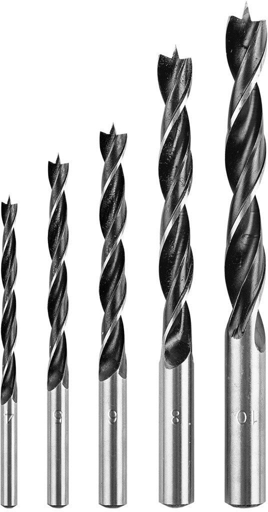 Zestaw wierteł do drewna: 4, 5, 6, 8, 10 mm, 5 sztuk