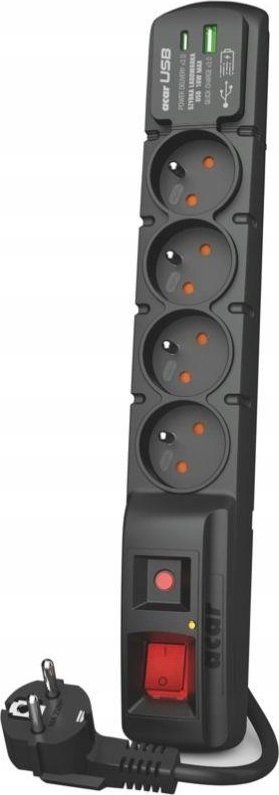 Listwa zasilająca Acar F4 przeciwprzepięciowa 4 gniazda 5 m czarna (W2441)