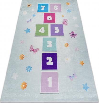 Dywany Łuszczów Dywan do prania BAMBINO 1075 Klasy, cyfry dla dzieci, antypoślizgowy - zielony, 80x150 cm