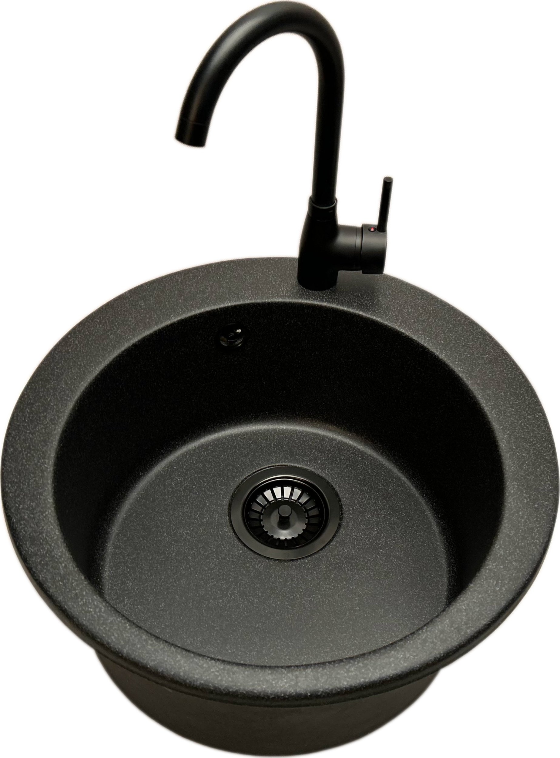 Zlewozmywak PREHNIT Zlewozmywak jednokomorowy VIVA grafit + bateria + czarny syfon