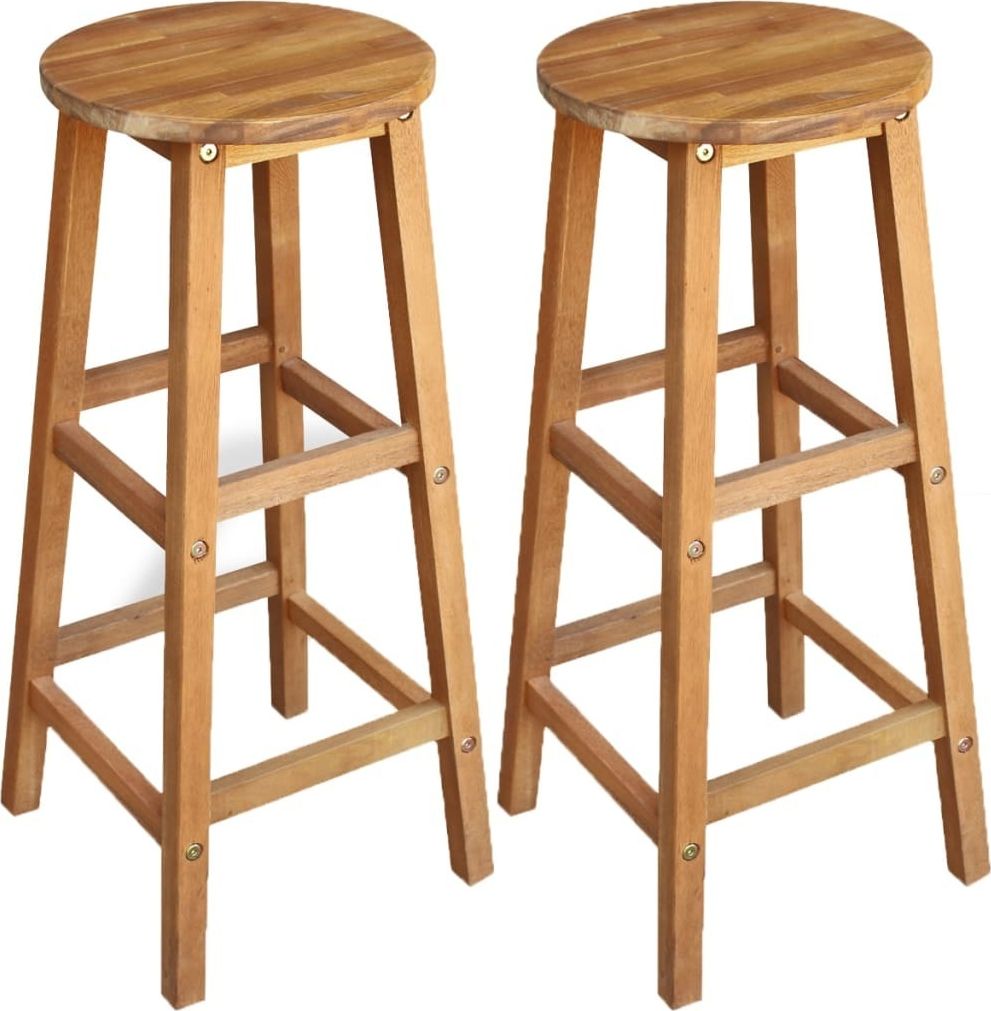 vidaXL Stołki barowe, 2 szt., lite drewno akacjowe