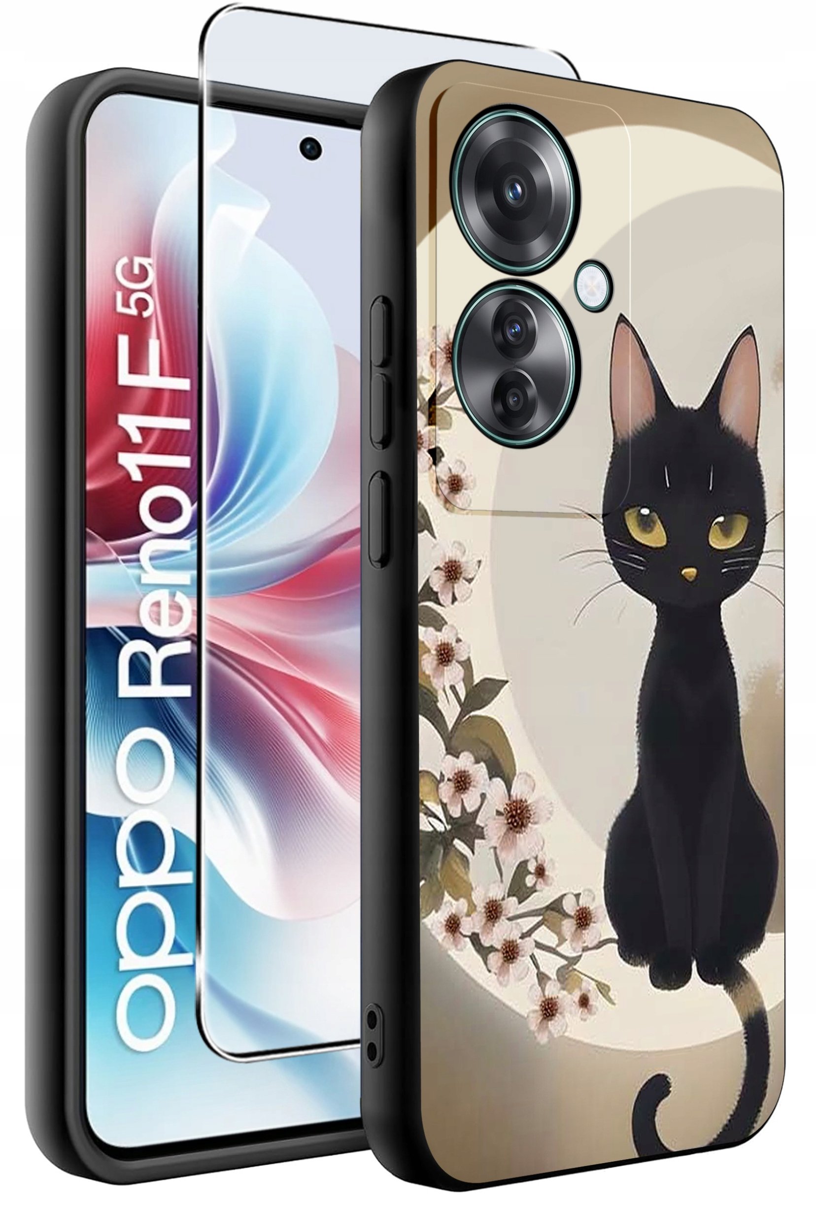 ETUI do Oppo Reno11 F 5G WZORY | SILIKONOWE MATT CASE + SZKŁO HARTOWANE 9H