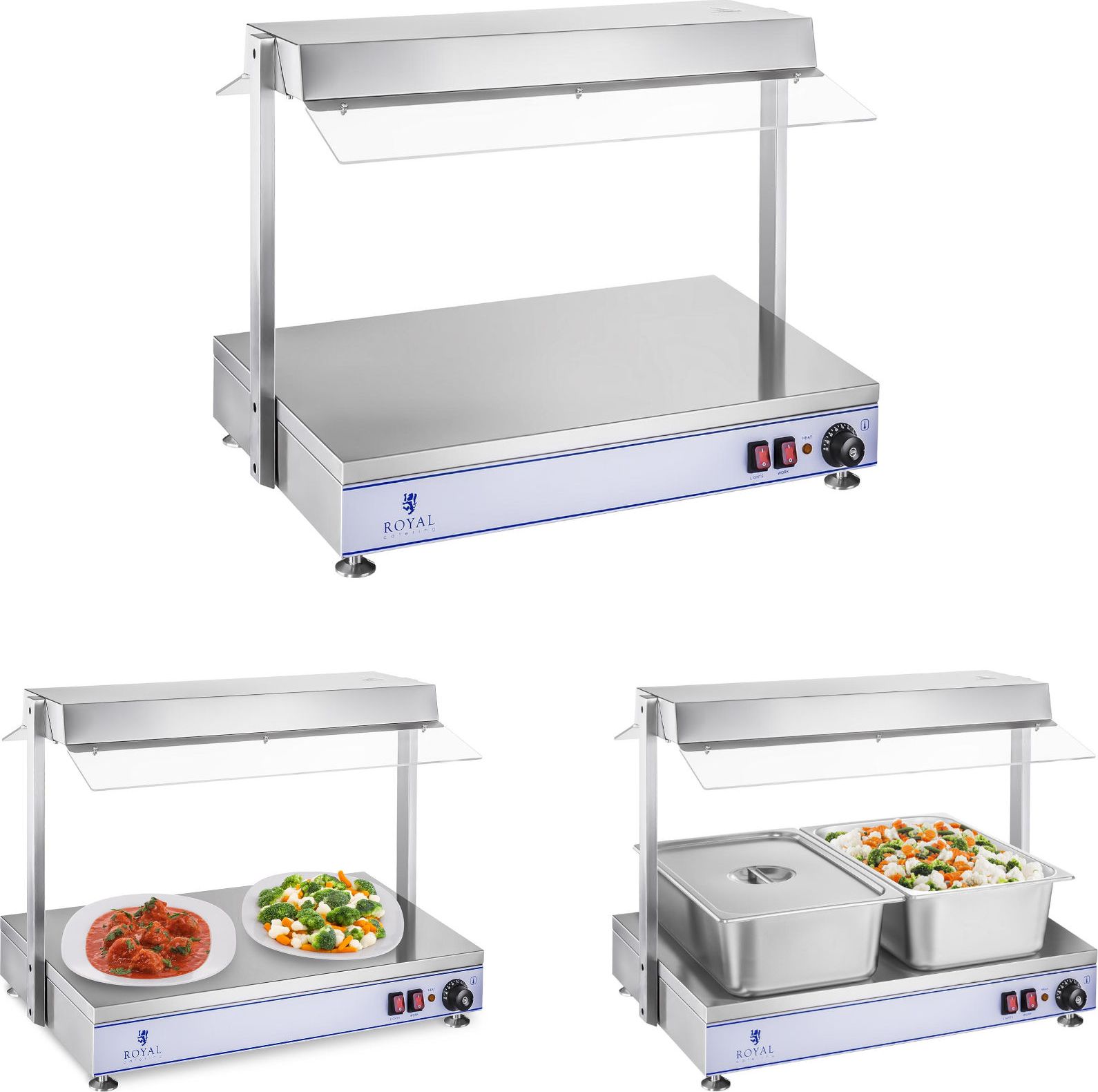 Royal Catering Elektryczna płyta taca grzewcza kompaktowa 2 lampy halogenowe 1100W 230V Elektryczna płyta taca grzewcza kompaktowa 2 lampy halogenowe