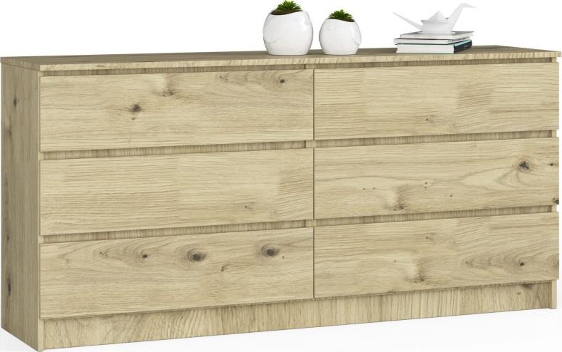 Fabryka Mebli Akord Komoda do salonu K 160 cm 6 szuflad - dąb artisan