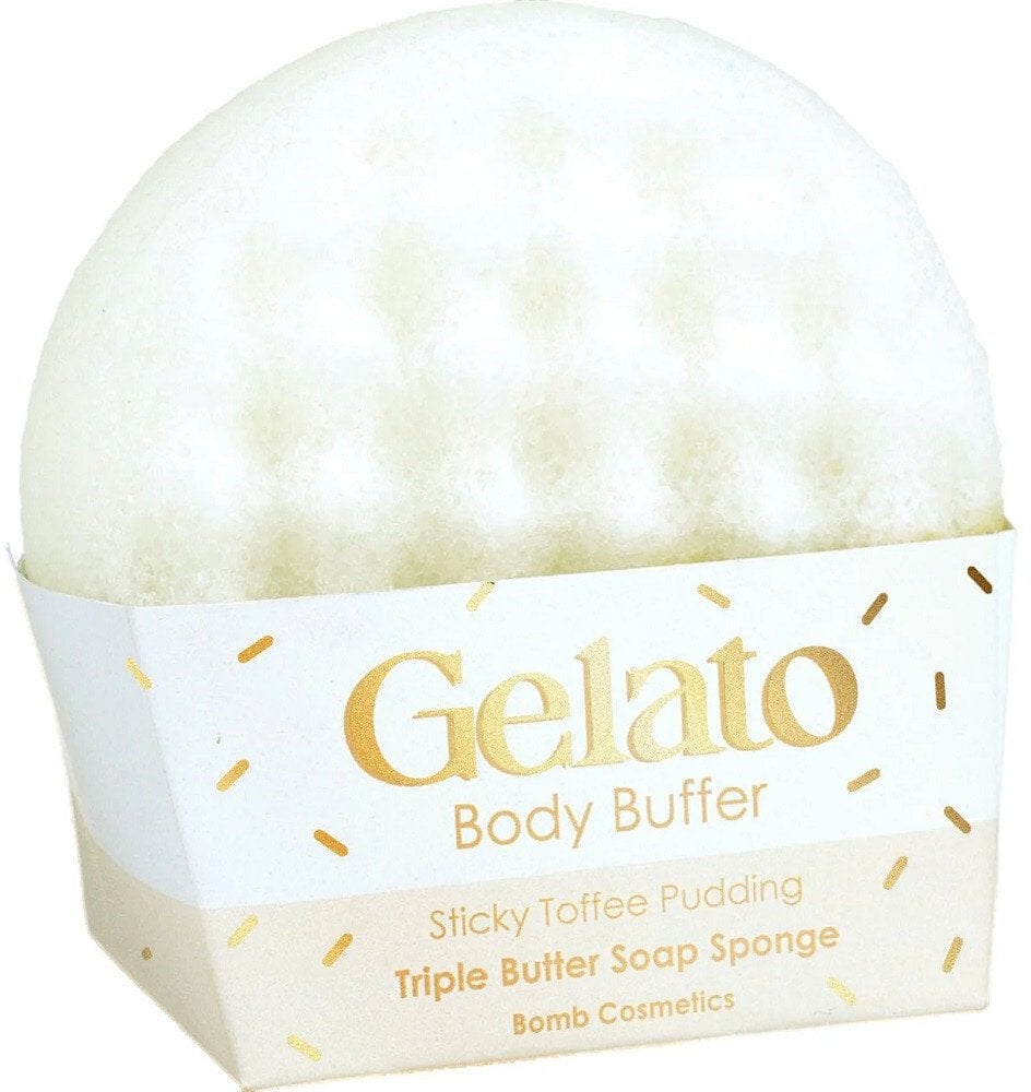 Bomb Cosmetics Gelato Body Buffer gąbka do mycia ciała Sticky Toffee Pudding 200g