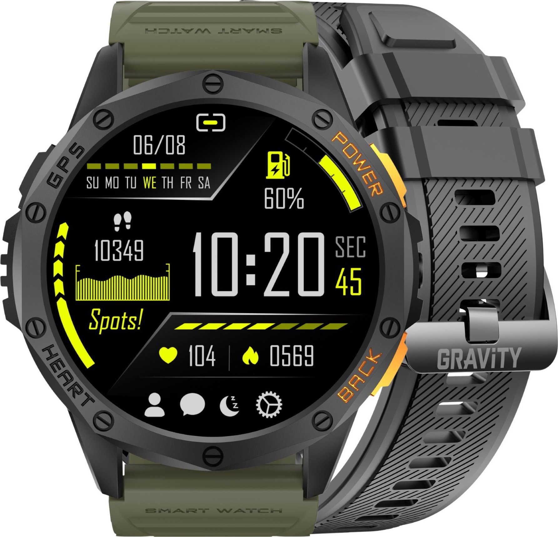 Zegarek męski SMARTWATCH GRAVITY GT24-5 BK/GN/BK