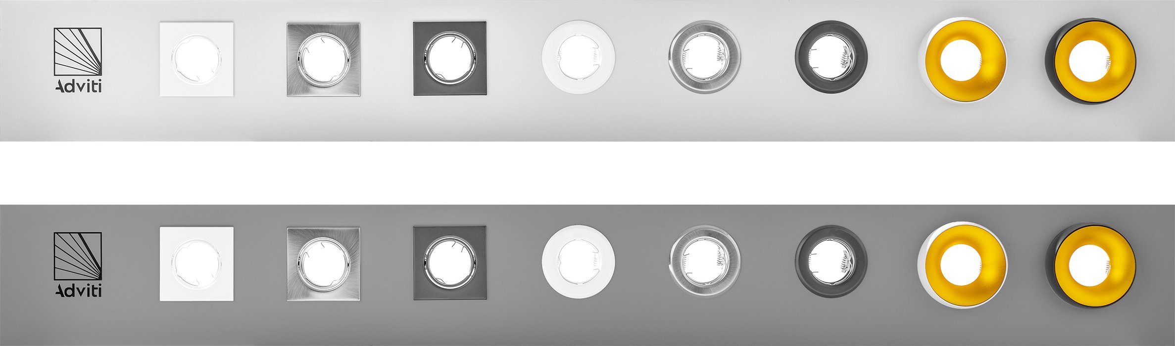 Ekspozytor Adviti oprawy punktowe, szary, 133x16 cm