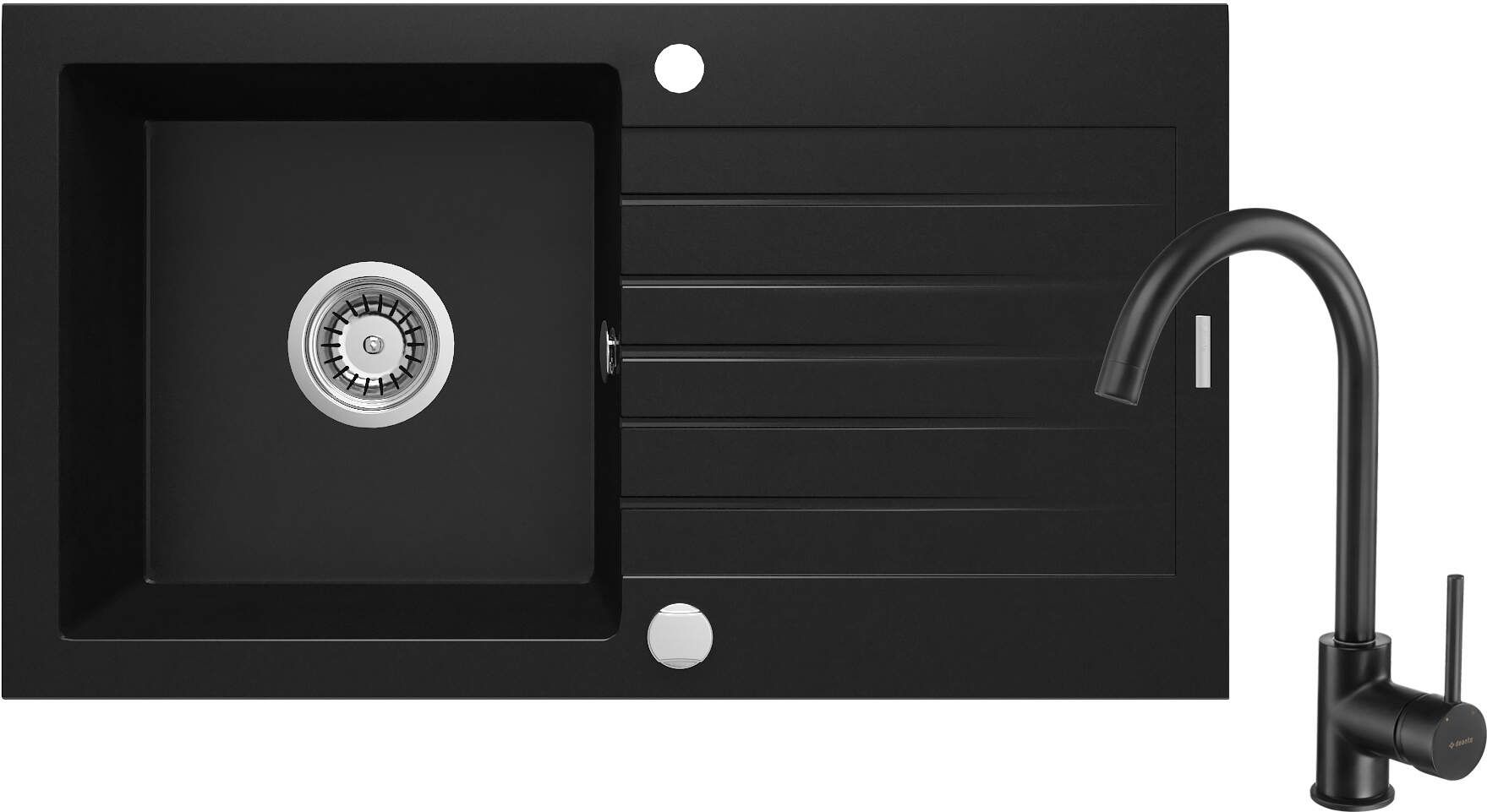 Zlewozmywak Deante Deante Zorba Komplet granitowy 1-komorowy z ociekaczem + bateria stojąca