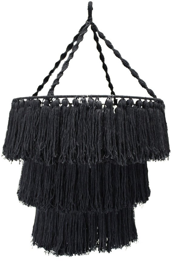 Żyrandol z Makramy - Czarny