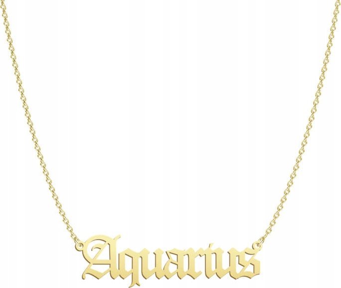 Radziszewska Jewellery Naszyjnik Złoty Wodnik Aquarius 925 Łańcuszek Dedykacja Kobieta Prezent