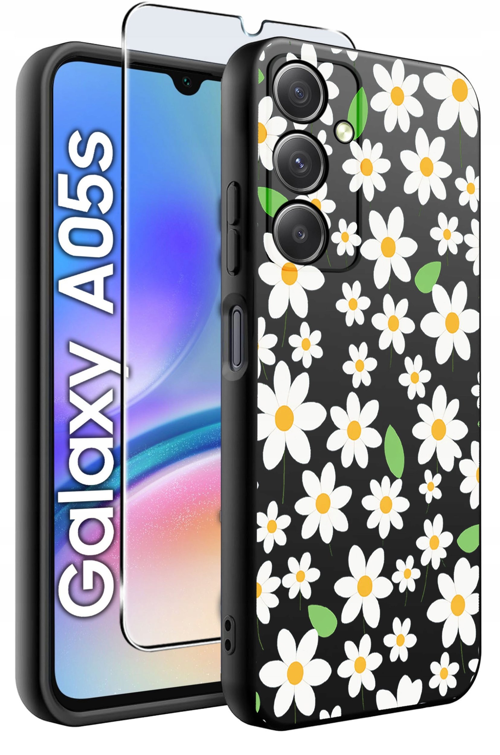 ETUI do Samsung A05s WZORY | SILIKONOWE MATT CASE + SZKŁO 9H