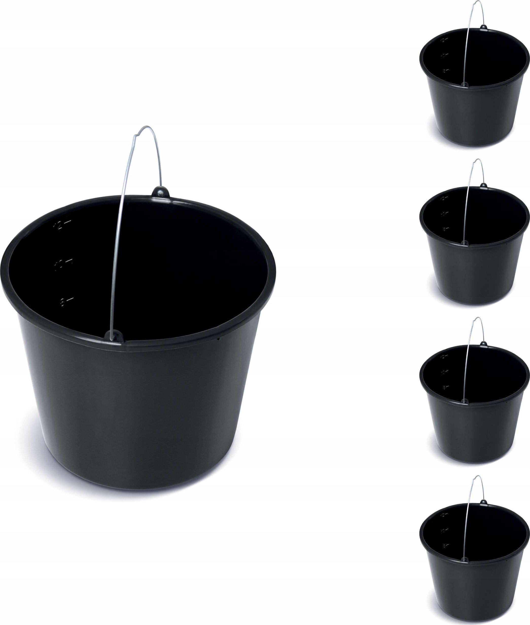 5x Wiadro budowlane 12l Gospodarcze plastikowe ogrodowe