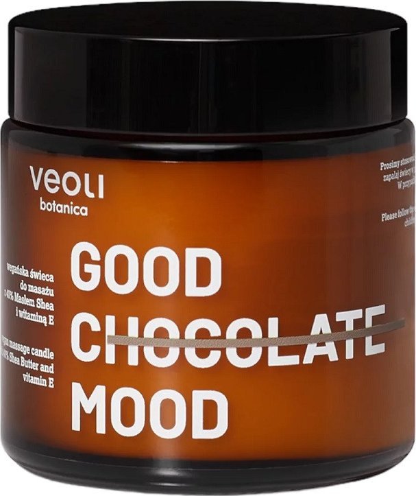 Veoli Botanica Good Chocolate Mood wegańska świeca do masażu z 40% masłem Shea i Witaminą E 100ml
