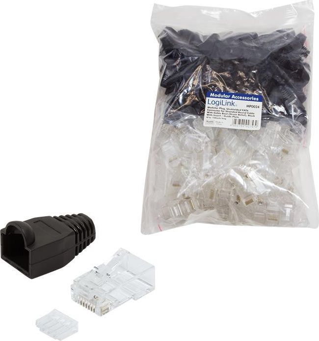 LogiLink Wtyki RJ45 CAT.6 100szt. UTP z osłoną, czarne-MP0024