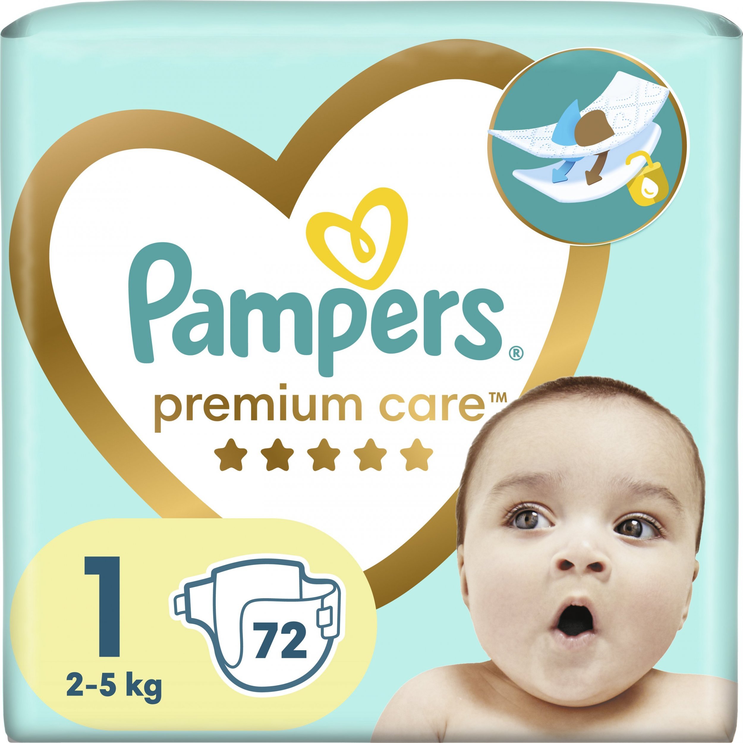 Pampers Pieluchy Premium Care 1, 2-5 kg, 72 szt.