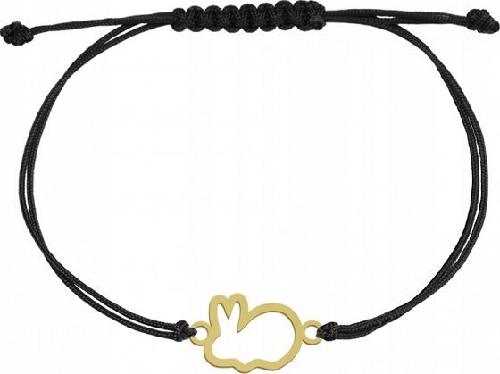 Radziszewska Jewellery Bransoletka Pozłacana z Królikiem Sznurek 925 Prezent Biżuteria DEDYKACJA
