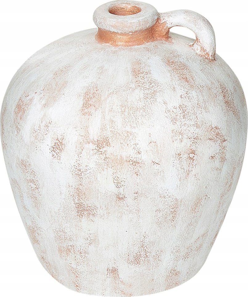 Beliani Wazon dekoracyjny z terakoty 31 cm biały IPOH