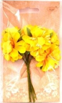 Kwiaty materiałowe żółte 4cm 6szt