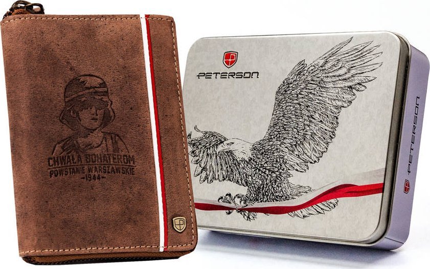 Peterson Duży, skórzany portfel męski na zamek Peterson NoSize