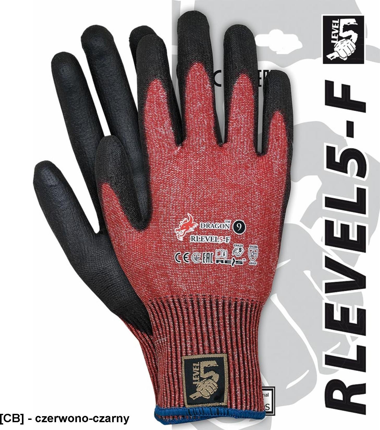 R.E.I.S. RLEVEL5-F - Rękawice ochronne powlekane poliuretanem 10