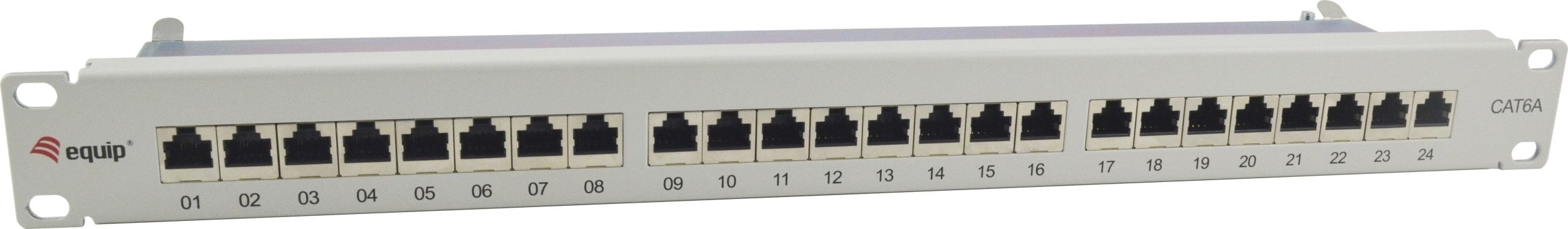 Equip Equip Patchpanel 24x RJ45 Cat6A 19" FTP 1HE ISO/IEC hellgrau