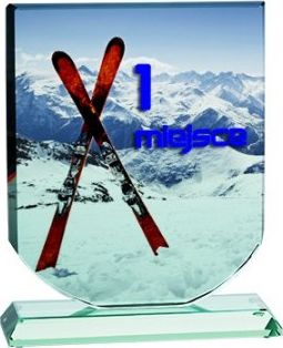 Tryumf Trofeum Szklane Z Nadrukiem Kolorowym Luxorjet, Grawerowaniem Oraz Wypełnieniem Farbą I Etui TRYUMF