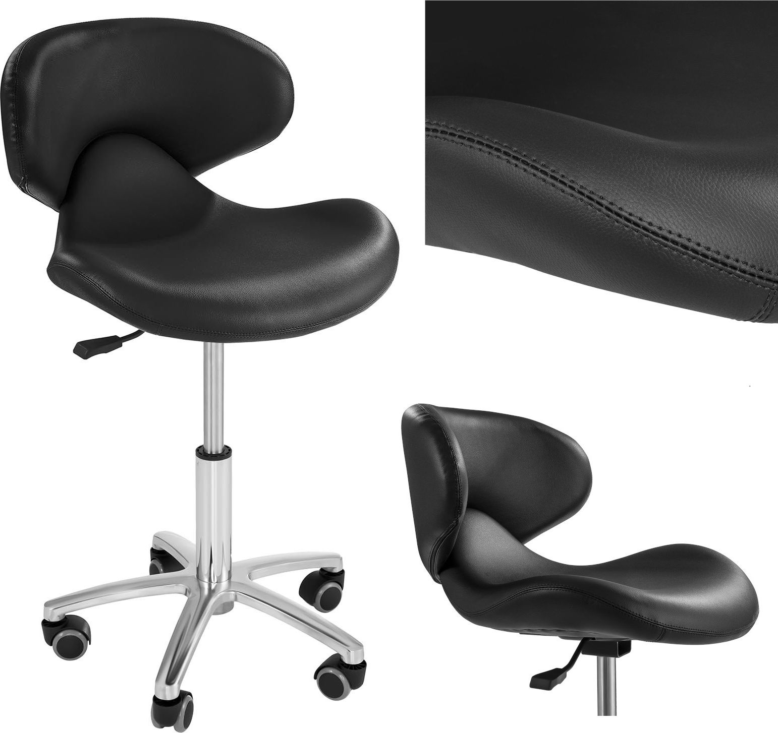 Physa Krzesło kosmetyczne mobilne na kółkach Physa ANDRIA czarne