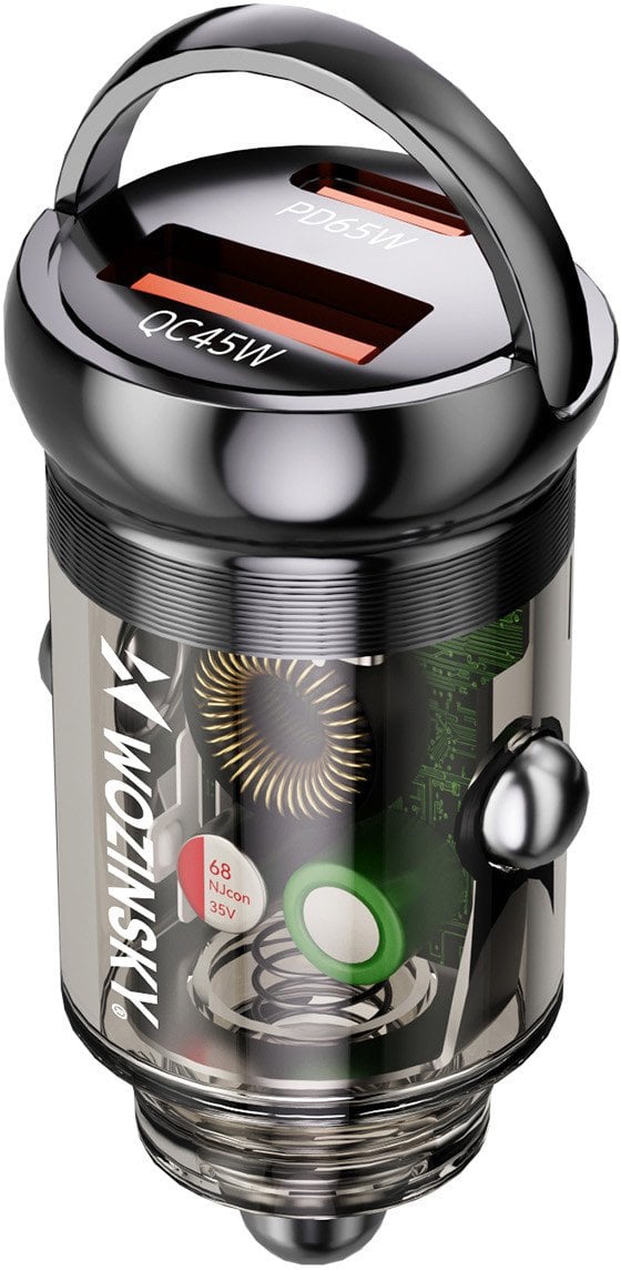 Wozinsky Ładowarka 65W samochodowa USB-C PD 65W / USB-A 45W QC 3.0 - czarna