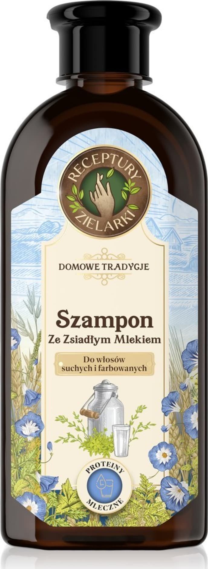 Joanna RECEPTURY ZIELARKI Domowe Tradycje Szampon ze zsiadłym mlekiem do włosów suchych i farbowanych 350ml