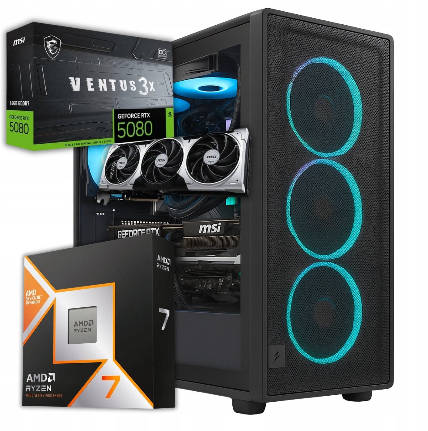 Komputer BSG Raptor V36 AMD Ryzen 7 NVIDIA GeForce RTX 5080 32GB DDR5 1000GB SSD Windows 11