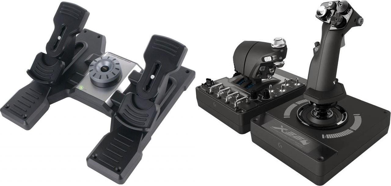 Joystick Logitech G Saitek PRO Flight Rudder Pedals USB (945-000005) + G X56 Hotas (945-000059)